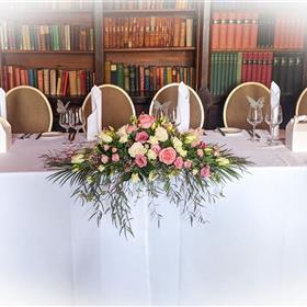 fwthumbVenue Decoration Top Table Arrangement Pink & Cream.jpg